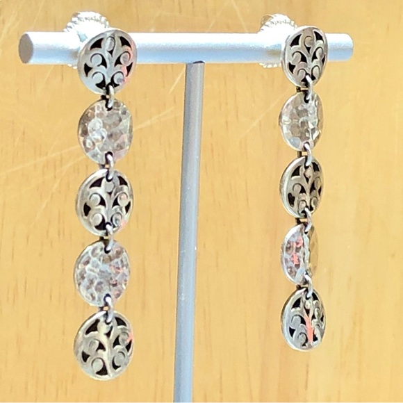 LOIS HILL Drop Dangle Sterling Silver Discs w/ Oxidized Accent & Cut Out Design - Picture 5 of 14